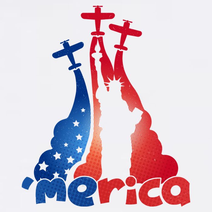 Patriotic Merica Classic Airplane Airshow Statue Of Liberty Flatbill Hat