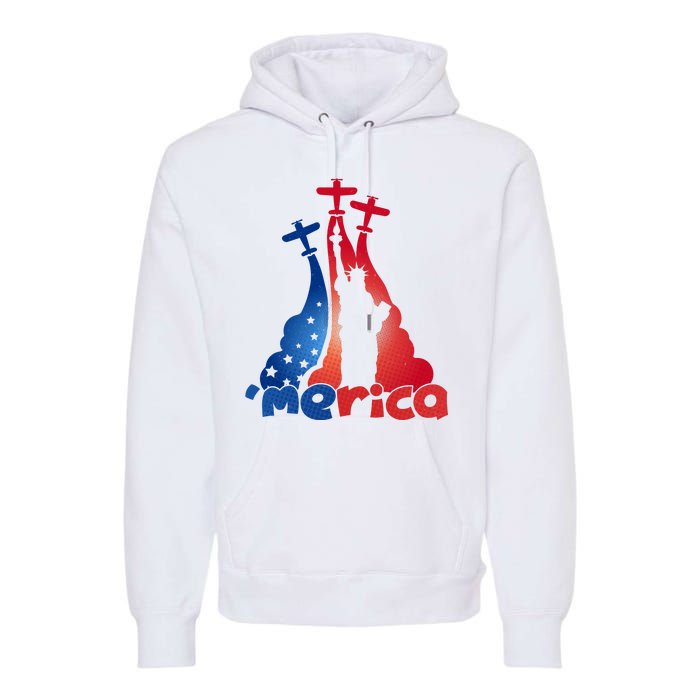 Patriotic Merica Classic Airplane Airshow Statue Of Liberty Premium Hoodie