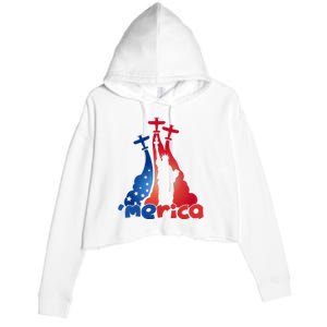 Patriotic Merica Classic Airplane Airshow Statue Of Liberty Crop Fleece Hoodie