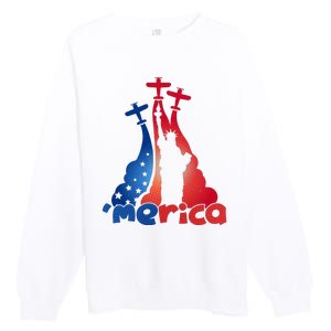 Patriotic Merica Classic Airplane Airshow Statue Of Liberty Premium Crewneck Sweatshirt