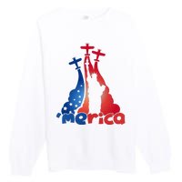 Patriotic Merica Classic Airplane Airshow Statue Of Liberty Premium Crewneck Sweatshirt