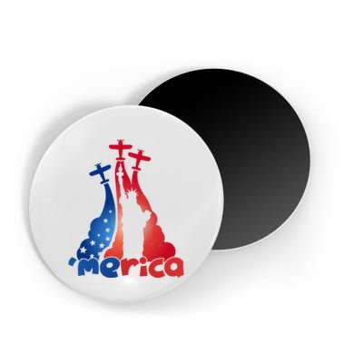 Patriotic Merica Classic Airplane Airshow Statue Of Liberty Magnet