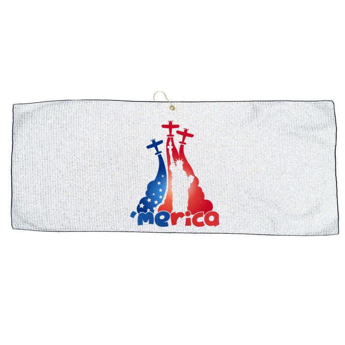 Patriotic Merica Classic Airplane Airshow Statue Of Liberty Large Microfiber Waffle Golf Towel