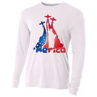 Patriotic Merica Classic Airplane Airshow Statue Of Liberty Cooling Performance Long Sleeve Crew