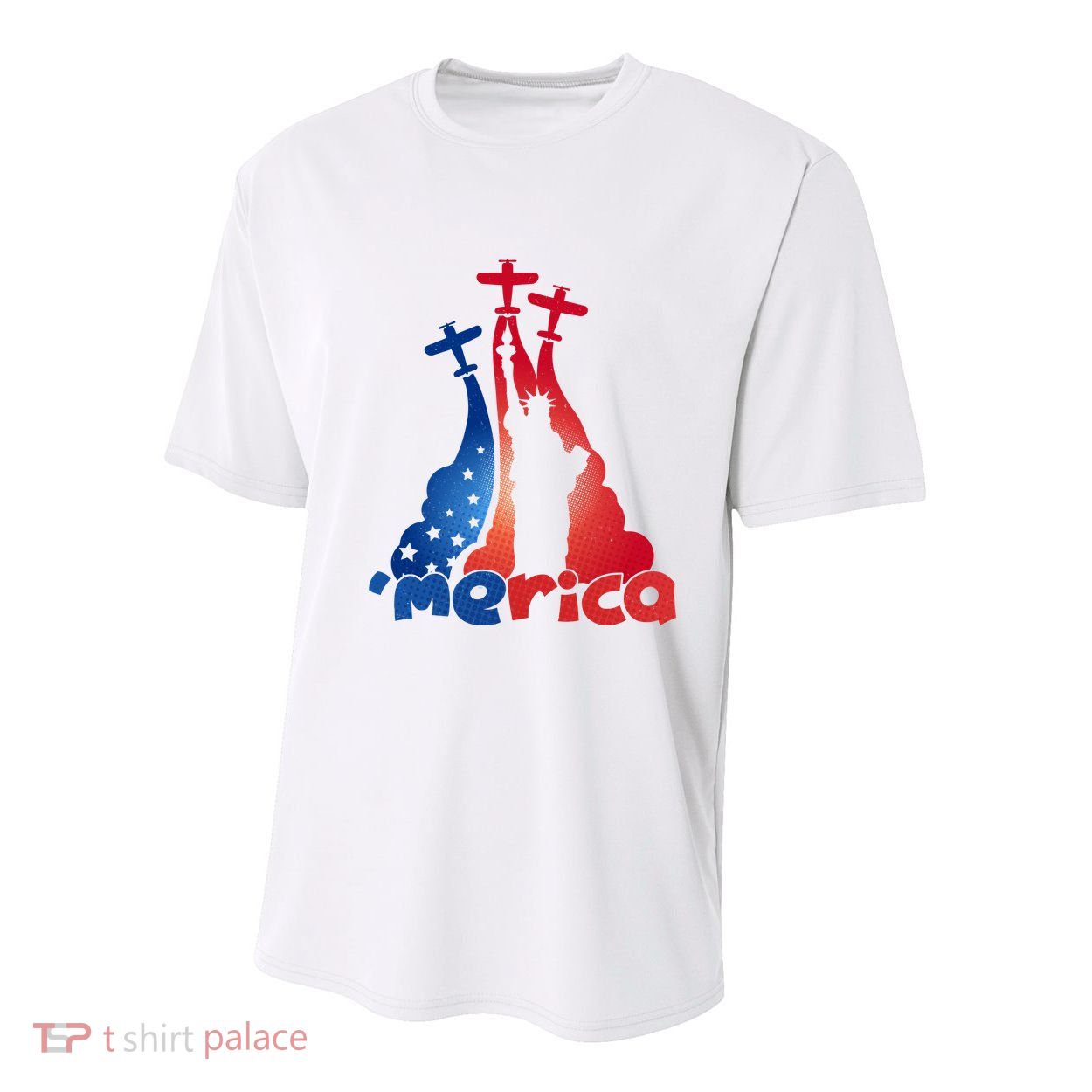 Patriotic Merica Classic Airplane Airshow Statue Of Liberty Youth Performance Sprint T-Shirt