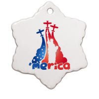 Patriotic Merica Classic Airplane Airshow Statue Of Liberty Ceramic Star Ornament