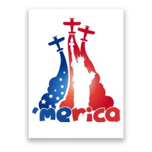 Patriotic Merica Classic Airplane Airshow Statue Of Liberty Poster