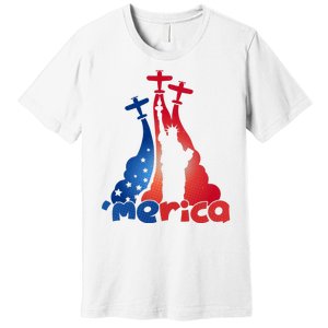 Patriotic Merica Classic Airplane Airshow Statue Of Liberty Premium T-Shirt