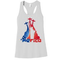 Patriotic Merica Classic Airplane Airshow Statue Of Liberty Women's Racerback Tank