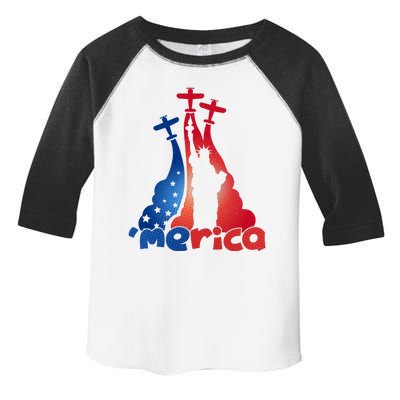 Patriotic Merica Classic Airplane Airshow Statue Of Liberty Toddler Fine Jersey T-Shirt