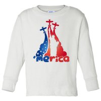 Patriotic Merica Classic Airplane Airshow Statue Of Liberty Toddler Long Sleeve Shirt