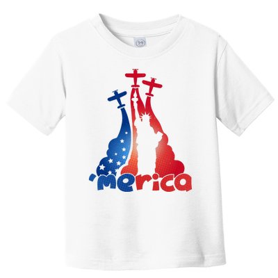 Patriotic Merica Classic Airplane Airshow Statue Of Liberty Toddler T-Shirt