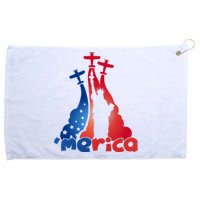 Patriotic Merica Classic Airplane Airshow Statue Of Liberty Grommeted Golf Towel