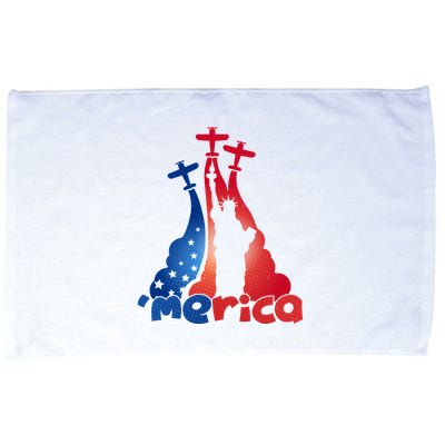 Patriotic Merica Classic Airplane Airshow Statue Of Liberty Microfiber Hand Towel
