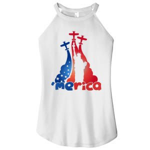 Patriotic Merica Classic Airplane Airshow Statue Of Liberty Women's Perfect Tri Rocker Tank