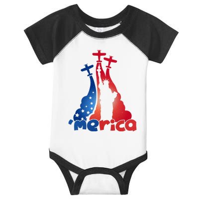 Patriotic Merica Classic Airplane Airshow Statue Of Liberty Infant Baby Jersey Bodysuit