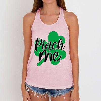 Pinch Me Clover St Patricks Day Women's Knotted Racerback Tank