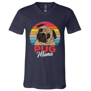 Pug Mama Cute Dog Mom Funny Gift V-Neck T-Shirt