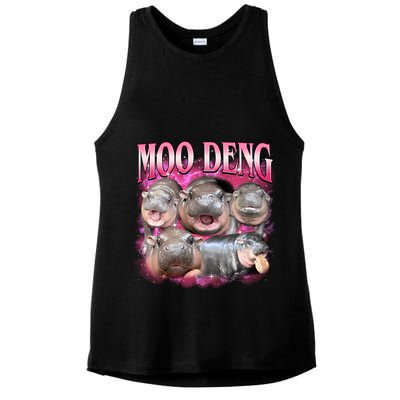 Pink Moo Deng Meme Hippo Funny Ladies PosiCharge Tri-Blend Wicking Tank