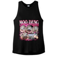 Pink Moo Deng Meme Hippo Funny Ladies PosiCharge Tri-Blend Wicking Tank