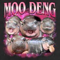 Pink Moo Deng Meme Hippo Funny 7 Panel Mesh Trucker Snapback Hat
