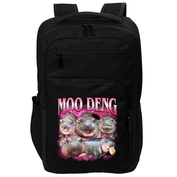 Pink Moo Deng Meme Hippo Funny Impact Tech Backpack