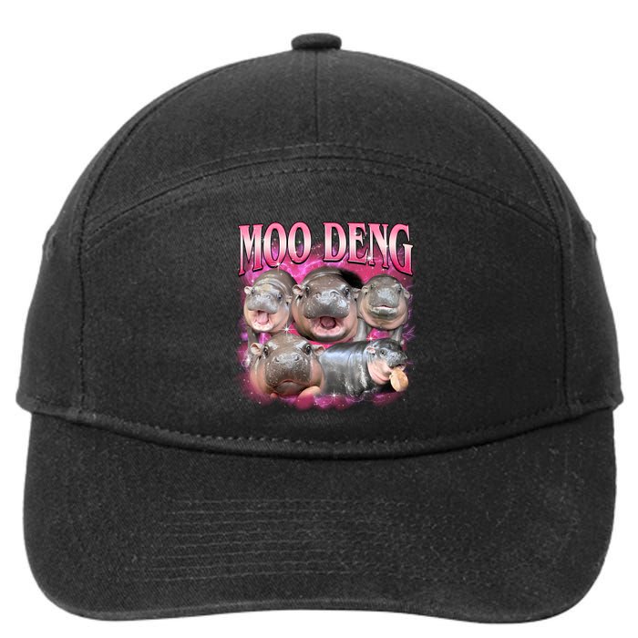 Pink Moo Deng Meme Hippo Funny 7-Panel Snapback Hat