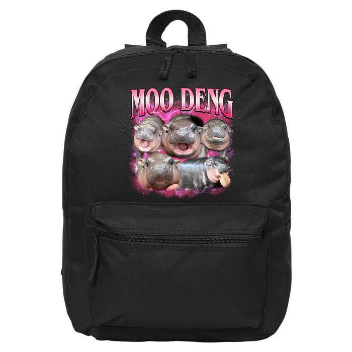 Pink Moo Deng Meme Hippo Funny 16 in Basic Backpack