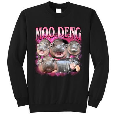 Pink Moo Deng Meme Hippo Funny Tall Sweatshirt