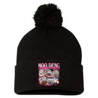 Pink Moo Deng Meme Hippo Funny Pom Pom 12in Knit Beanie