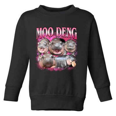 Pink Moo Deng Meme Hippo Funny Toddler Sweatshirt