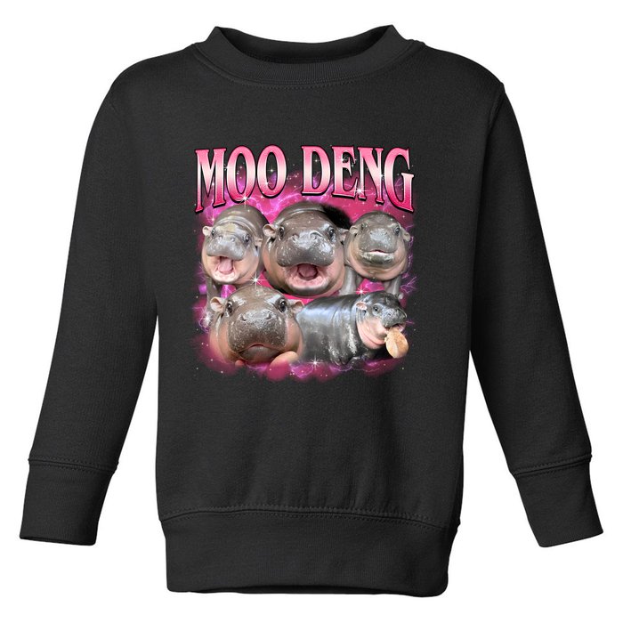 Pink Moo Deng Meme Hippo Funny Toddler Sweatshirt