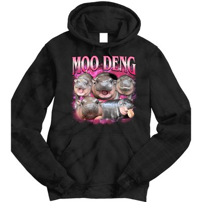 Pink Moo Deng Meme Hippo Funny Tie Dye Hoodie