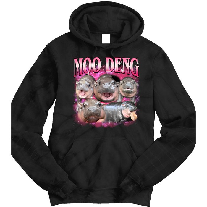 Pink Moo Deng Meme Hippo Funny Tie Dye Hoodie