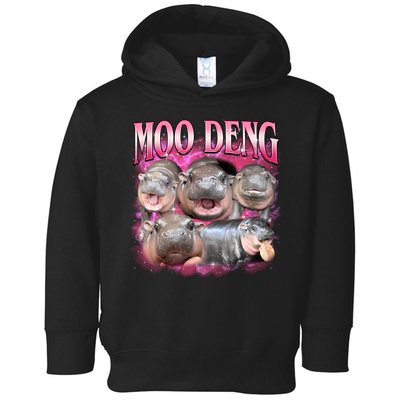 Pink Moo Deng Meme Hippo Funny Toddler Hoodie