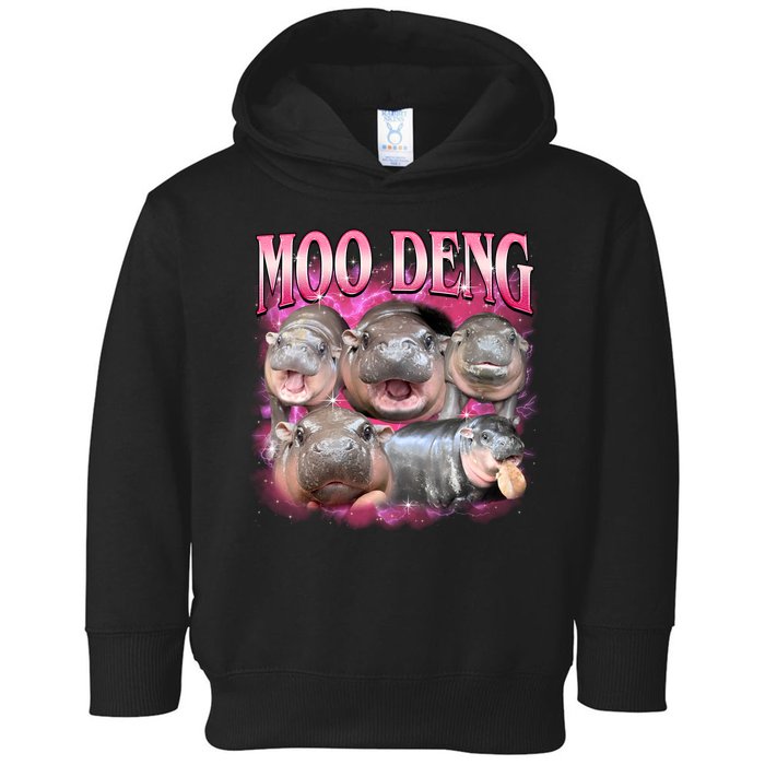 Pink Moo Deng Meme Hippo Funny Toddler Hoodie