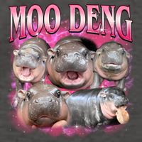 Pink Moo Deng Meme Hippo Funny Vector Backpack