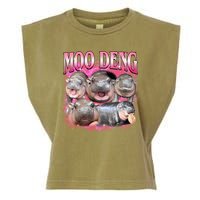 Pink Moo Deng Meme Hippo Funny Garment-Dyed Women's Muscle Tee