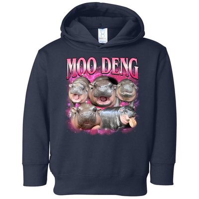 Pink Moo Deng Meme Hippo Funny Toddler Hoodie