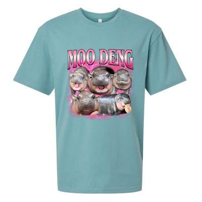 Pink Moo Deng Meme Hippo Funny Sueded Cloud Jersey T-Shirt