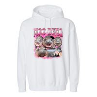 Pink Moo Deng Meme Hippo Funny Garment-Dyed Fleece Hoodie