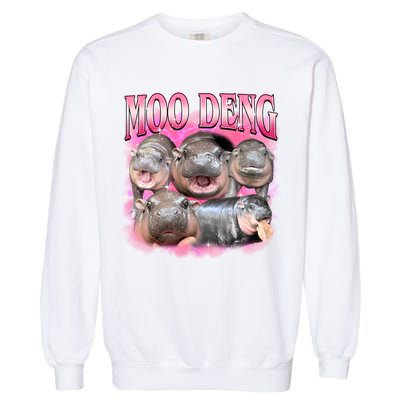 Pink Moo Deng Meme Hippo Funny Garment-Dyed Sweatshirt