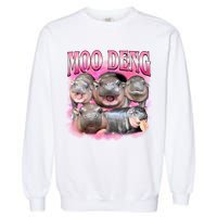 Pink Moo Deng Meme Hippo Funny Garment-Dyed Sweatshirt