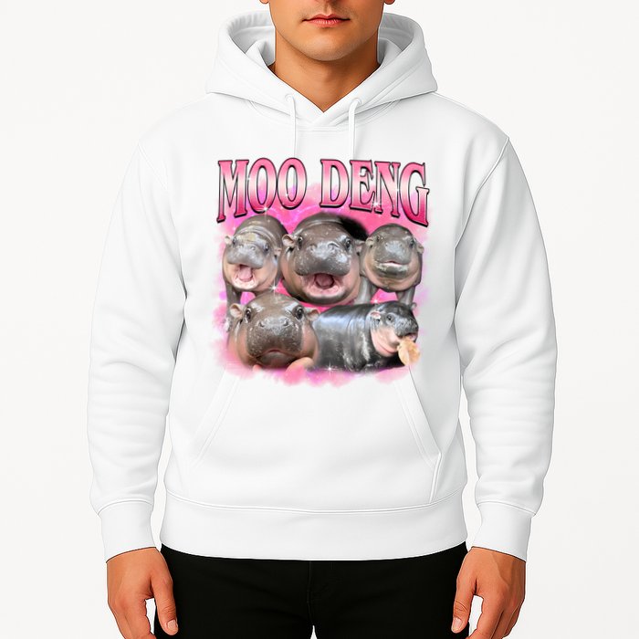 Pink Moo Deng Meme Hippo Funny Hoodie