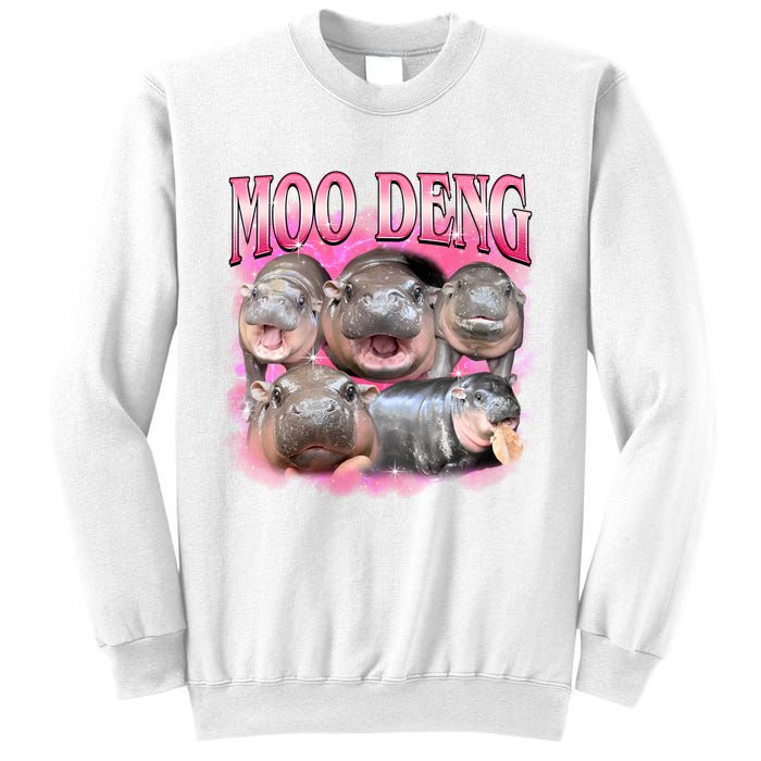 Pink Moo Deng Meme Hippo Funny Sweatshirt
