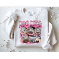 Pink Moo Deng Meme Hippo Funny Sweatshirt