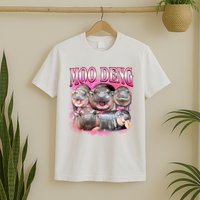 Pink Moo Deng Meme Hippo Funny T-Shirt