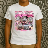 Pink Moo Deng Meme Hippo Funny T-Shirt