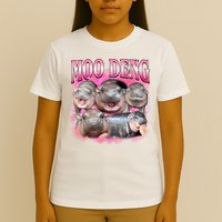 Pink Moo Deng Meme Hippo Funny T-Shirt