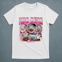 Pink Moo Deng Meme Hippo Funny T-Shirt